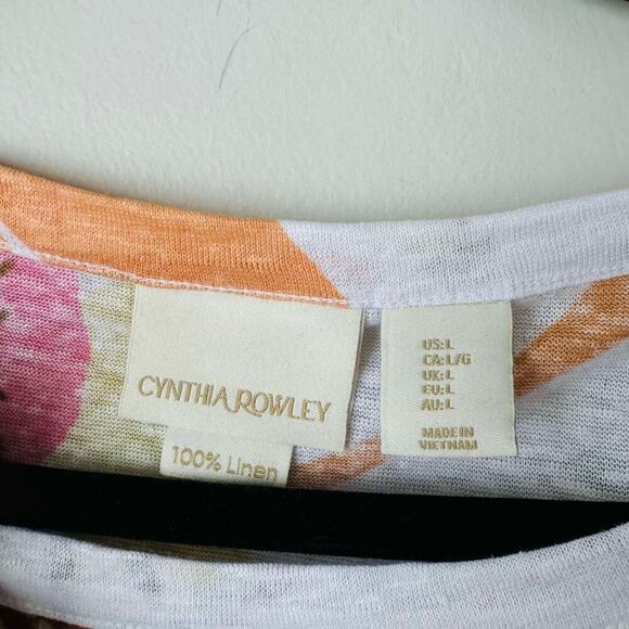 Cynthia Crowley Pink and Organe Floral Embroidered Women's Blouse SIze Large - Picture 3 of 8